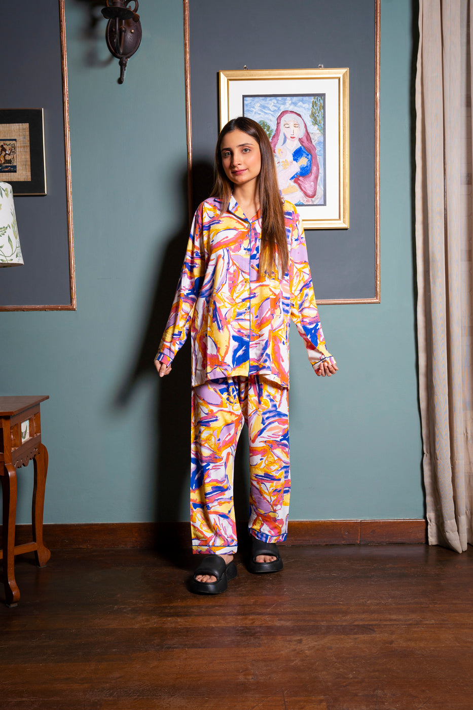 Multicolour Abstract PJ Set