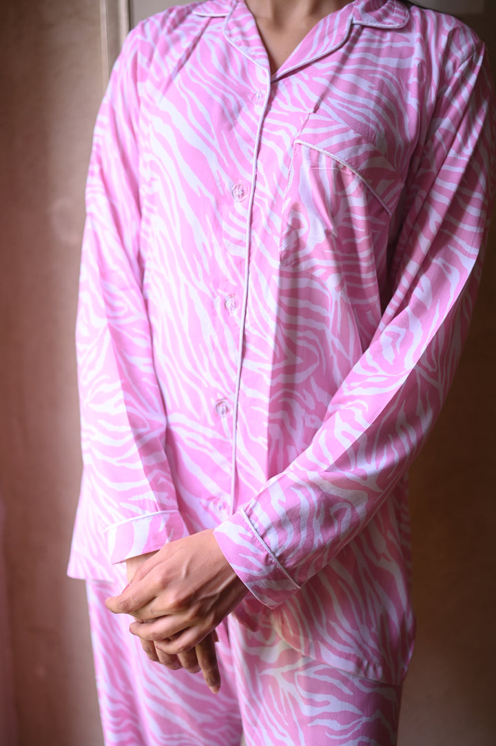 PINK AND WHITE ZIGZAG PJ Set